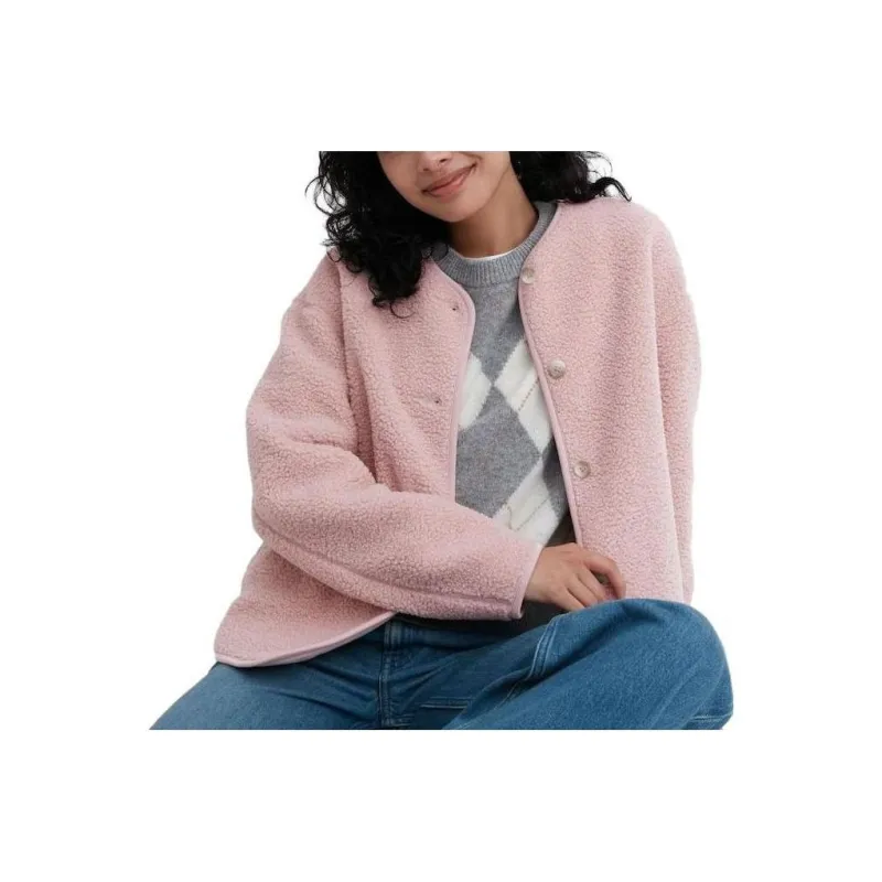 UNIQLO Velvet-feel Coat Women's Pink-0