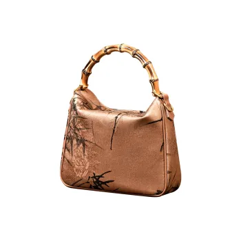 Shanghai Story Mulberry Silk Handbag Medium Size Women's Sugar Apricot Brown