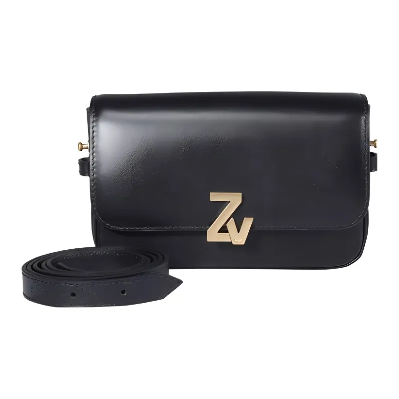 Zadig & Voltaire Calfskin Crossbody Bag Shoulder Bag Women's Black-0