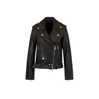 ARMANI EXCHANGE Leather Jackets Women's Washed Black