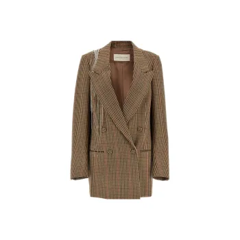 DRIES VAN NOTEN Blink Double Breasted Checked Embellished Blazer