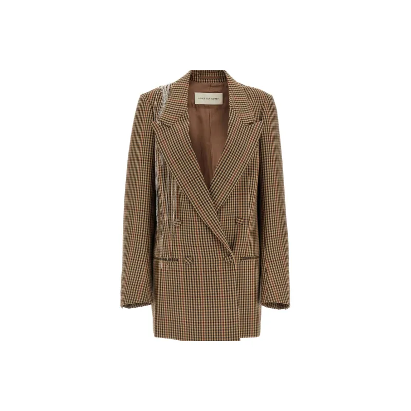 DRIES VAN NOTEN Blink Double Breasted Checked Embellished Blazer-0