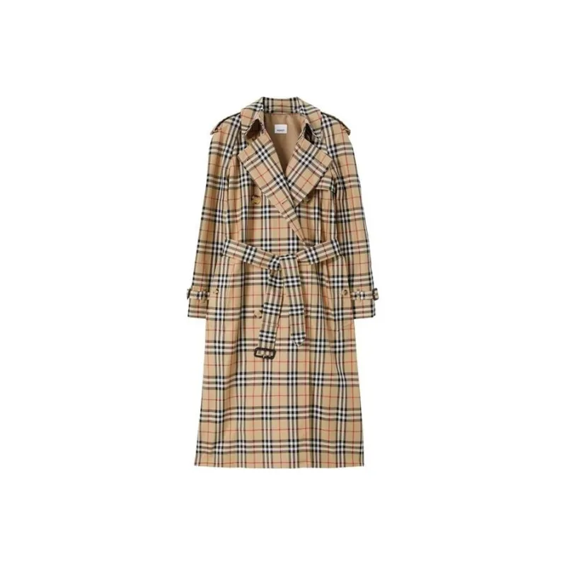 Burberry Vintage Check Printed Belted Trench Coat-0