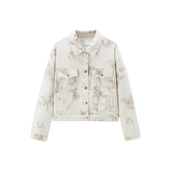 PEACEBIRD Denim Jacket Women's Gray Pattern