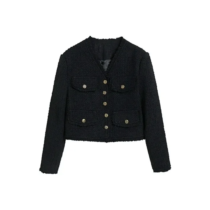 ABBY GODDESS Cropped Coats Women's Black-0