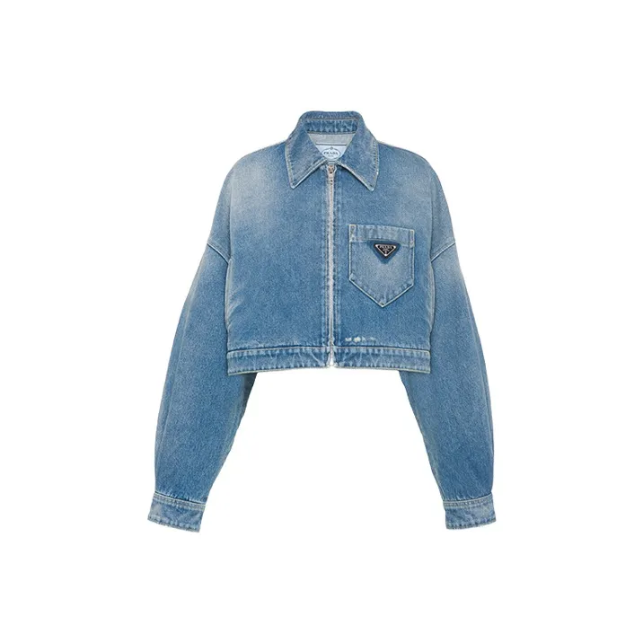 PRADA Cropped Organic denim Jacket-0