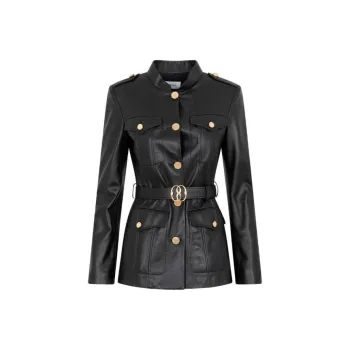 BALLY Leather Jackets Coats Women's Black