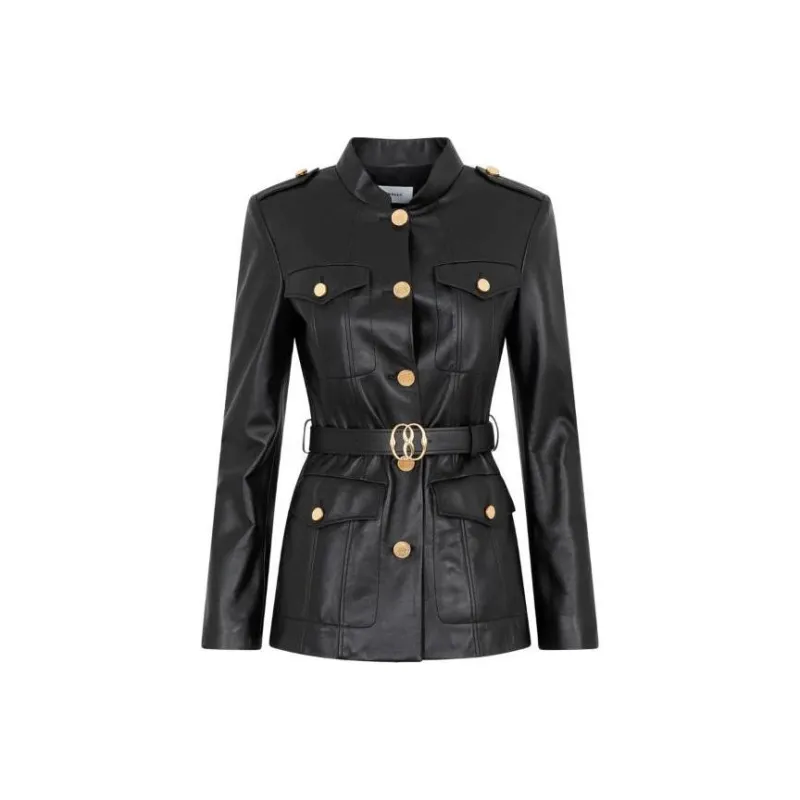 BALLY Leather Jackets Coats Women's Black-0