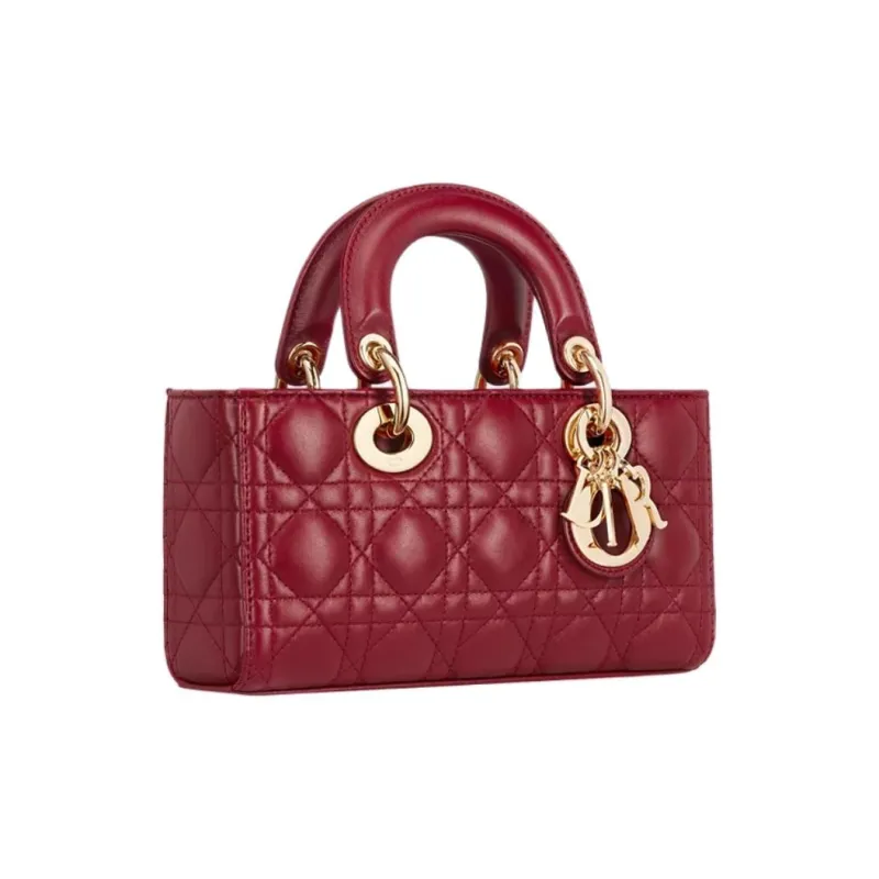 DIOR Lady D Joy Lambskin Shoulder Bag, Crossbody Bag, Handbag Small Size Women's Cherry Red-3