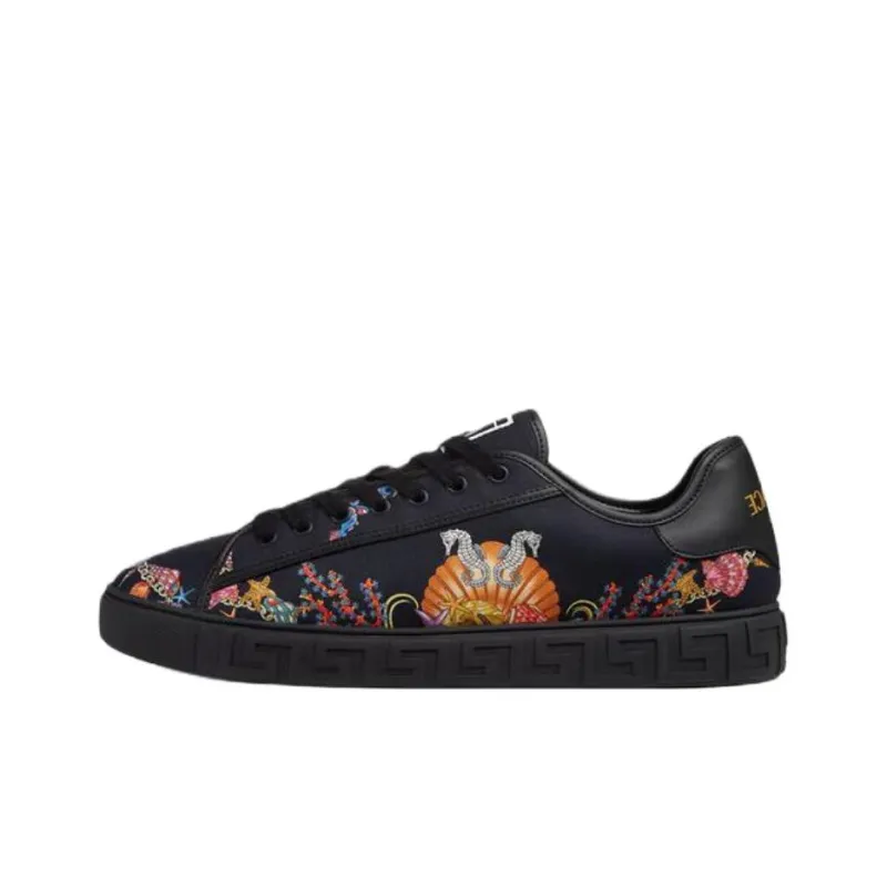 VERSACE Greca Low Top Skateboard Shoes Men's Black-0