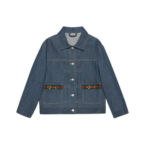 GUCCI Denim Jackets Women's Dark Blue