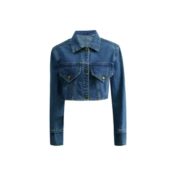 Little pull Denim Jackets Women's Washed Blue