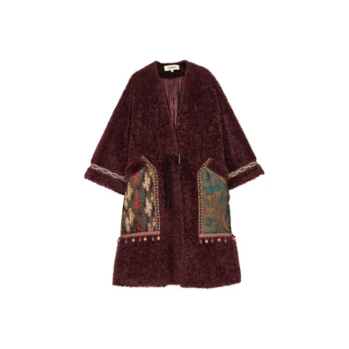Gichugure Velvet-feel Coat Women's Mauve Purple