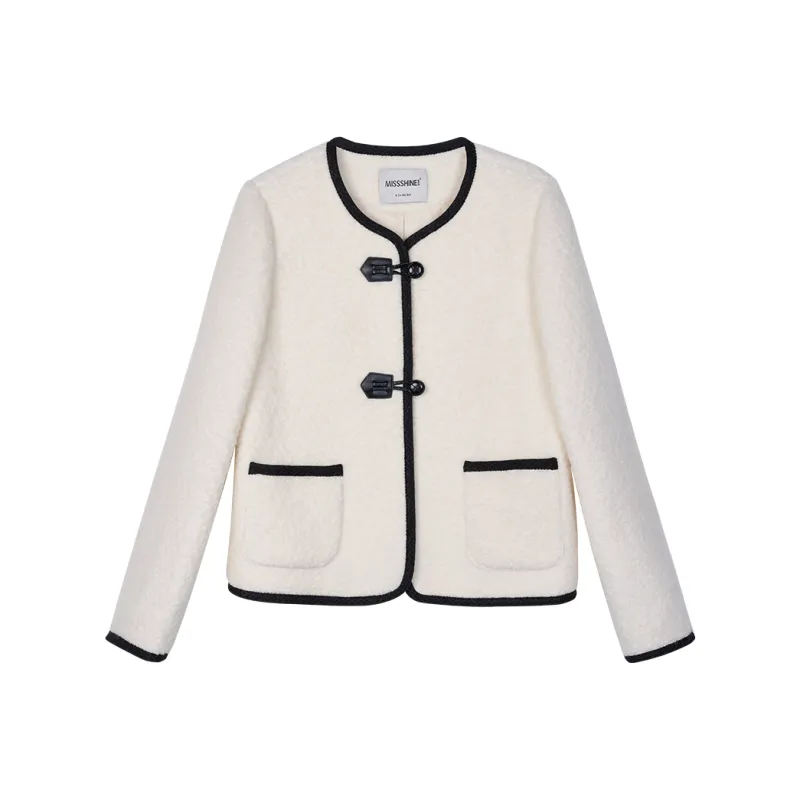 MISSSHINE Cropped Coats Women's Creamy Apricot-0