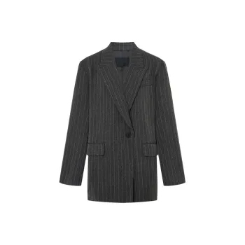 MOCO Business Suit Women's Gray With White Stripes