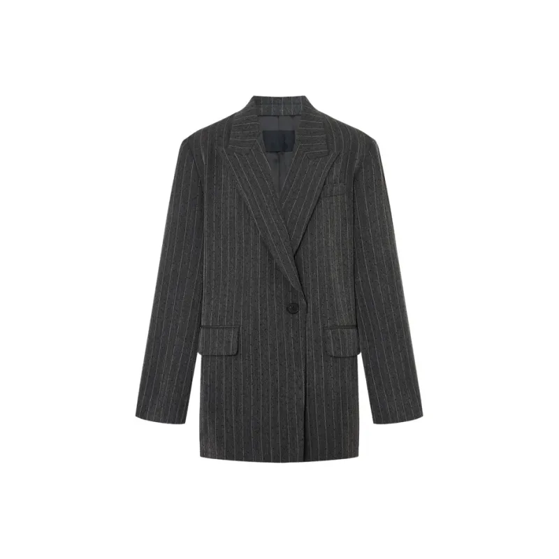 MOCO Business Suit Women's Gray With White Stripes-0