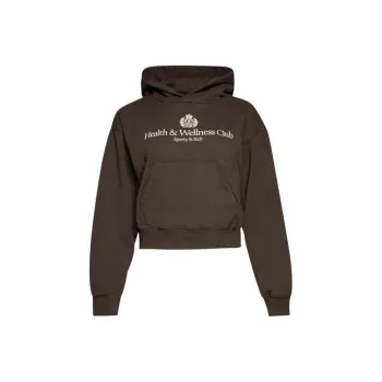 SPORTY & RICH H&W Crest Cropped Hoodie 'Chocolate/Cream'
