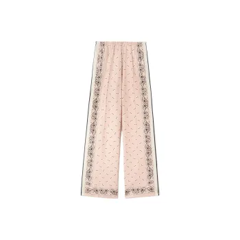 PALM ANGELS Paisley Printed Side Stripe Detailed Trousers