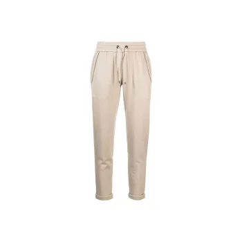 Brunello Cucinelli SS23 Knitted Sports Pants Women's Beige