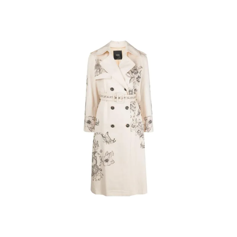 PINKO SS23 Trench Coat Women's Ivory White-0