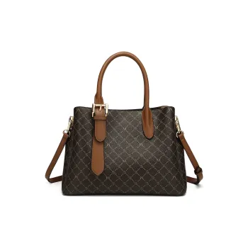 MEXICAN PVC One Shoulder Handbag Regular Women's Dark Brown/Khaki