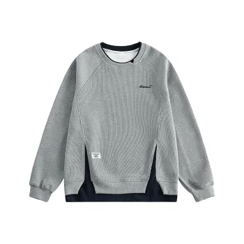 PAZZO Heavyweight Mock Two Piece Crew Neck Sweatshirt Coat Unisex
