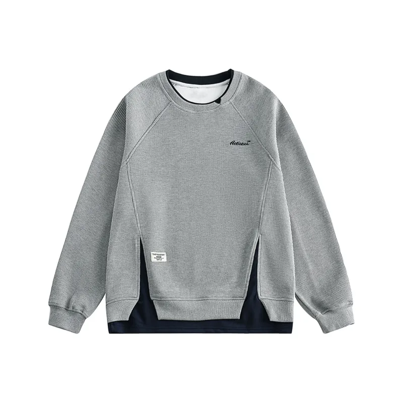 PAZZO Heavyweight Mock Two Piece Crew Neck Sweatshirt Coat Unisex-0