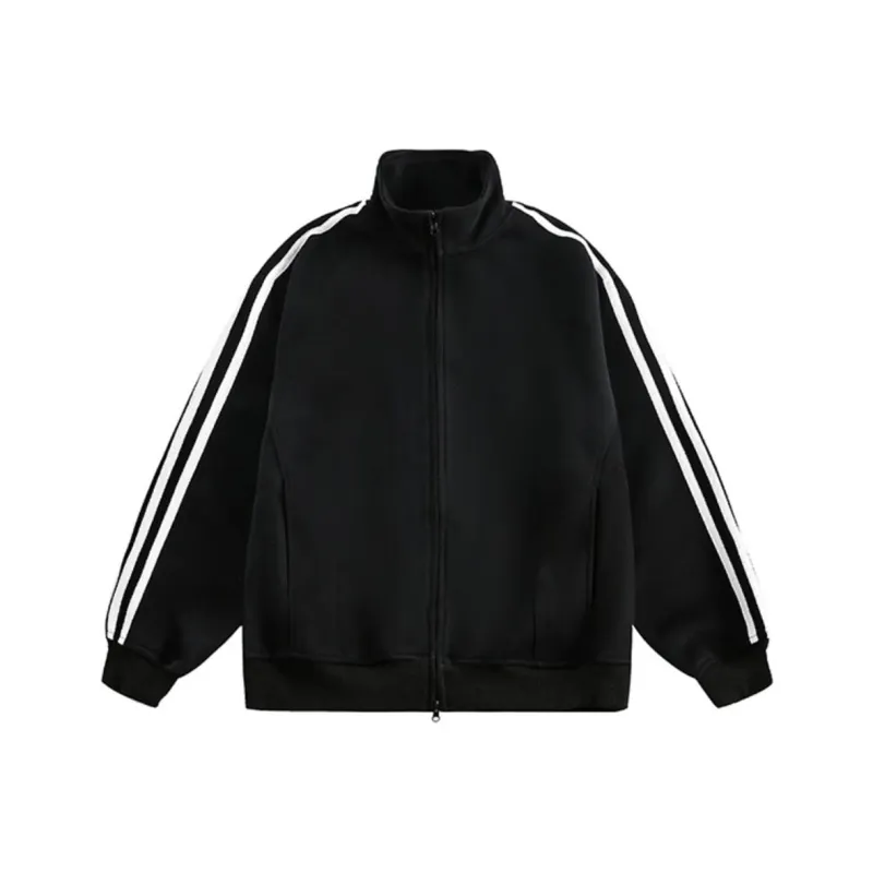 PAZZO Striped Stand Collar Cardigan Sweatshirt Unisex-12