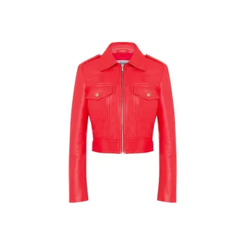MOSCHINO Leather Jacket Women's Red