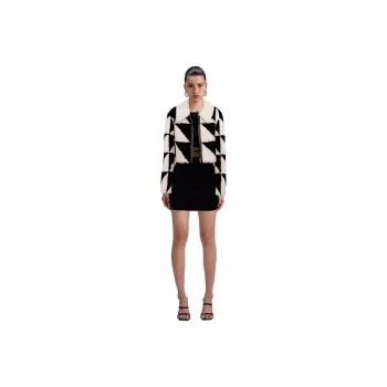 Self-portrait Cropped Coats Women's Black & White