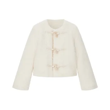 VIMLY Cropped Coats Women's Cream Apricot