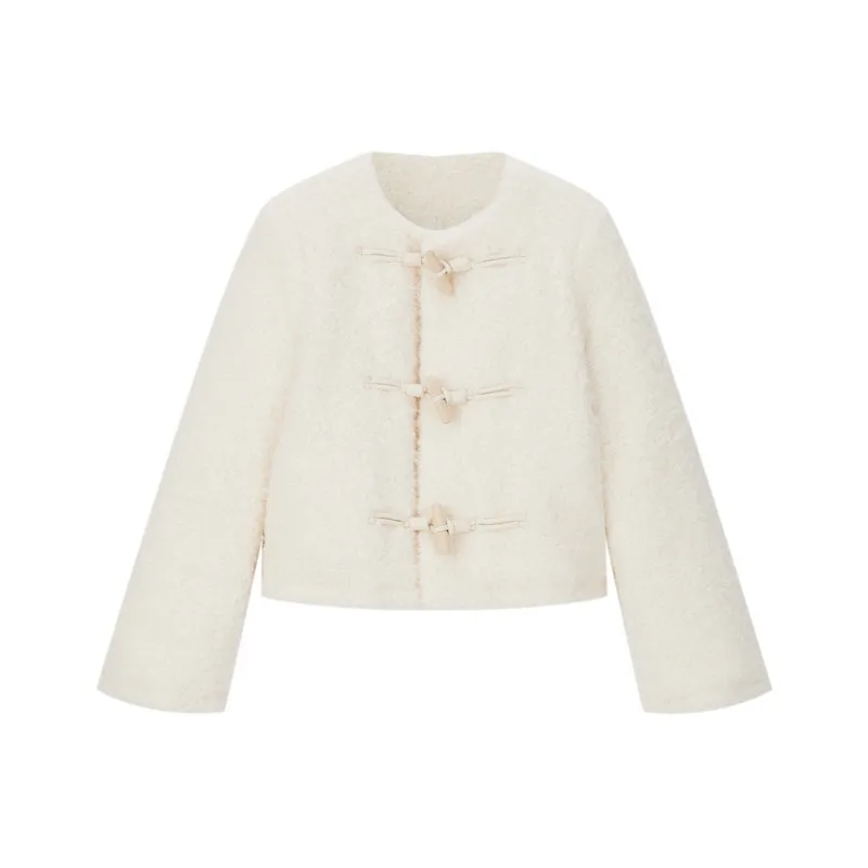 VIMLY Cropped Coats Women's Cream Apricot-0