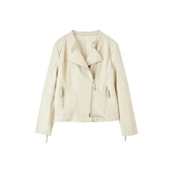 FANQIN Leather Jacket Women's Apricot