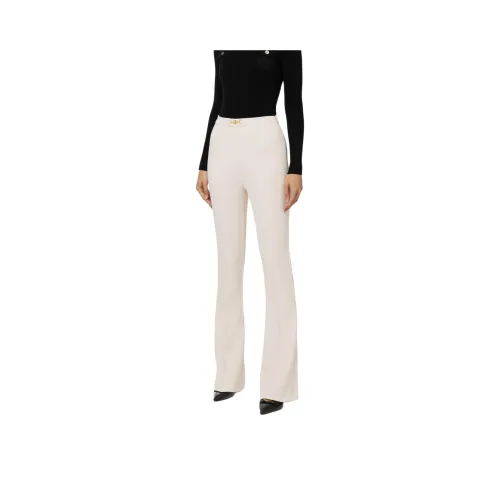 Elisabetta Franchi Horsebit Stretch Crepe Palazzo Trousers