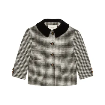 GUCCI Cropped Coats Women's Black White Plaid