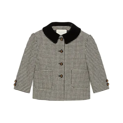 GUCCI Cropped Coats Women's Black White Plaid