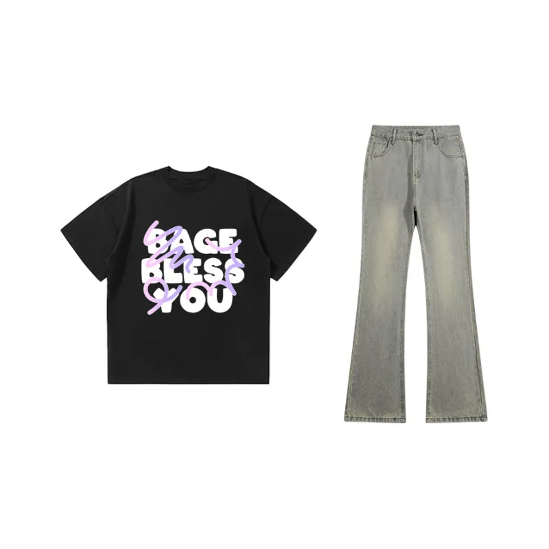 BAGE Casual Sportswear Unisex White Black Jeans-18