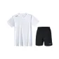 White Short-Sleeved Shirt+Black Shorts