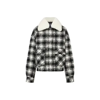 MOCO Puffer Jacket Women's Black White Plaid