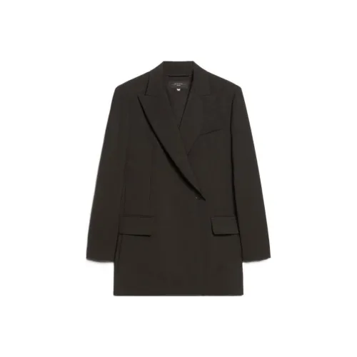WEEKEND MaxMara Umbro Collection Double-Breasted Woollen Cloth american Business Suit Women's Black