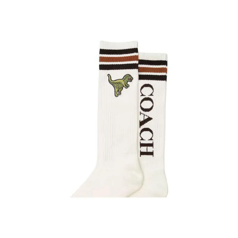 COACH Mid Calf Socks Men's 1 Pack Chalk-1