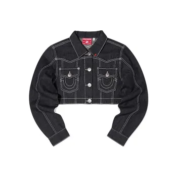Kirsh x TRUERELIGION SS24 Denim Jacket Women's White