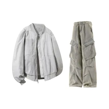 GWAF Casual Sportswear Unisex Gray Top+Yellow Mud Pants