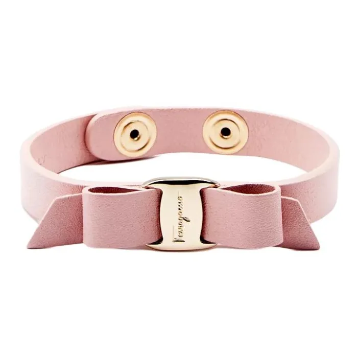 FERRAGAMO Leather, Gold Plated, Brass Bracelets Women's Pink-0