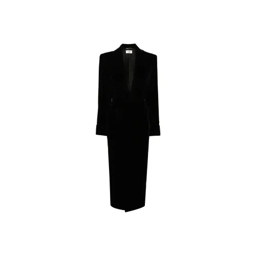 SAINT LAURENT Belted Velvet Coat