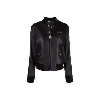 PHILIPP PLEIN Leather Bomber Jacket