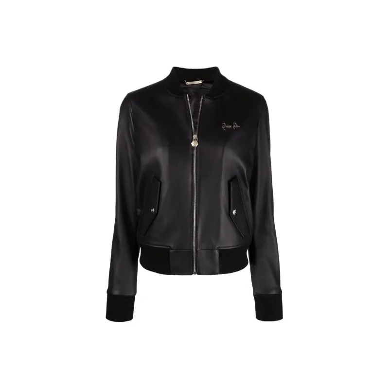 PHILIPP PLEIN Leather Bomber Jacket-0