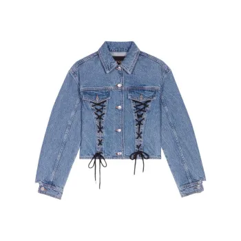 Maje Lace-up Denim Jacket
