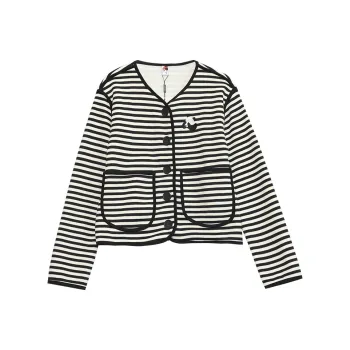 MUGUOGUOMU Cropped Coats Women's Black White