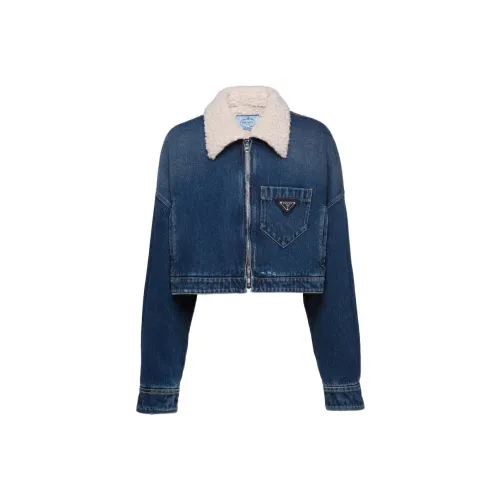 PRADA Cropped Coats Women's Blue